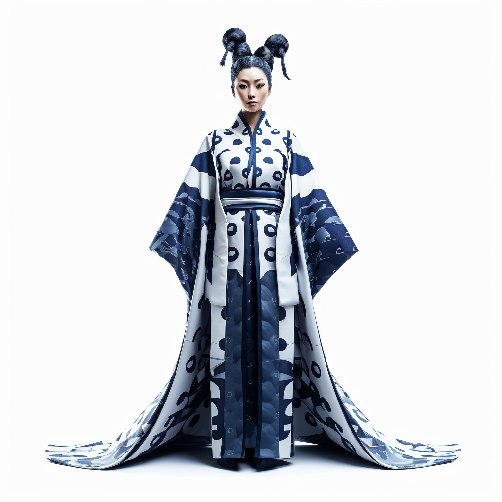 8K Hyperrealistic Portrait of a Japanese Woman in a Modernized Kimono
