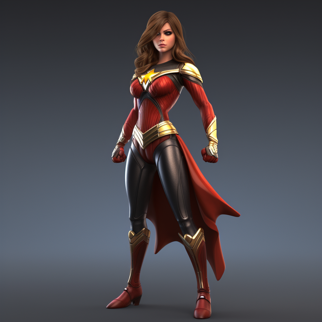 HD Photorealistic Illustration of a Female Superhero Mid-journey