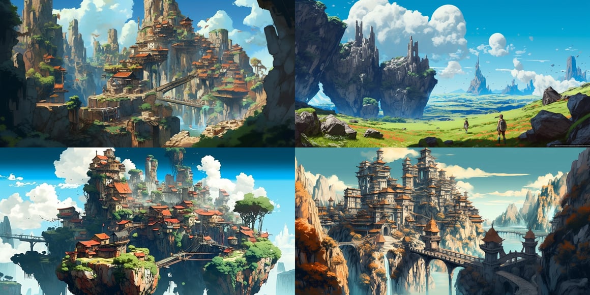 Anime Style Cel Shaded Rocky Terrain Concept Art Exploration