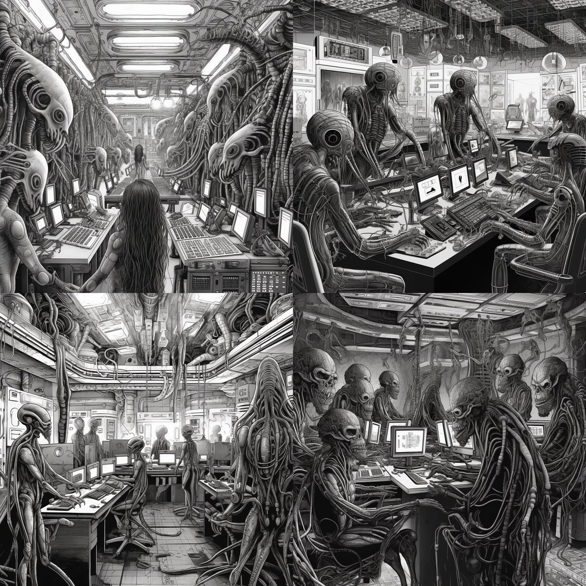 Detailed Giger-inspired Cybernetic Nightmare
