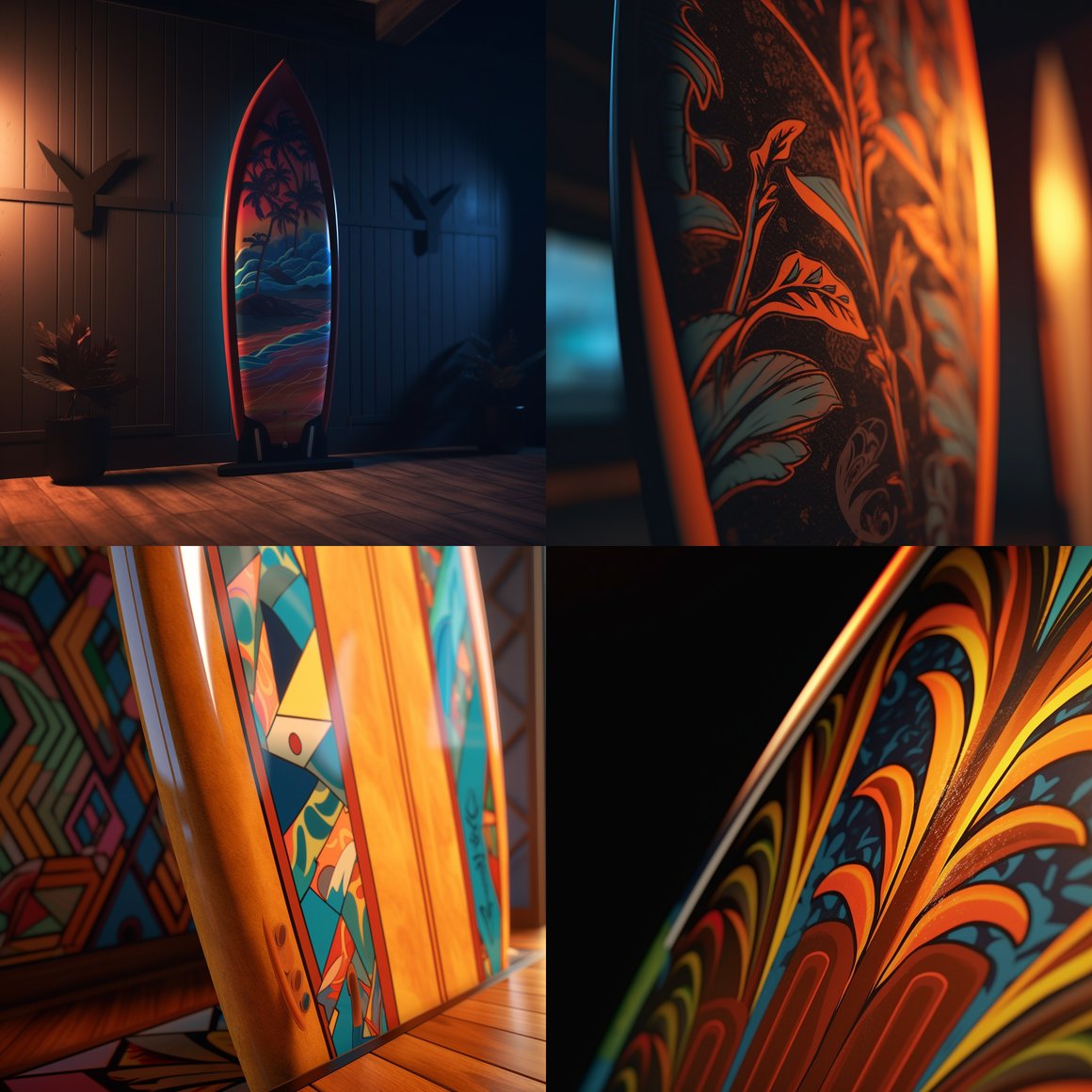 Retro Surfboard Journey: Mid-Point Cinematic Placement