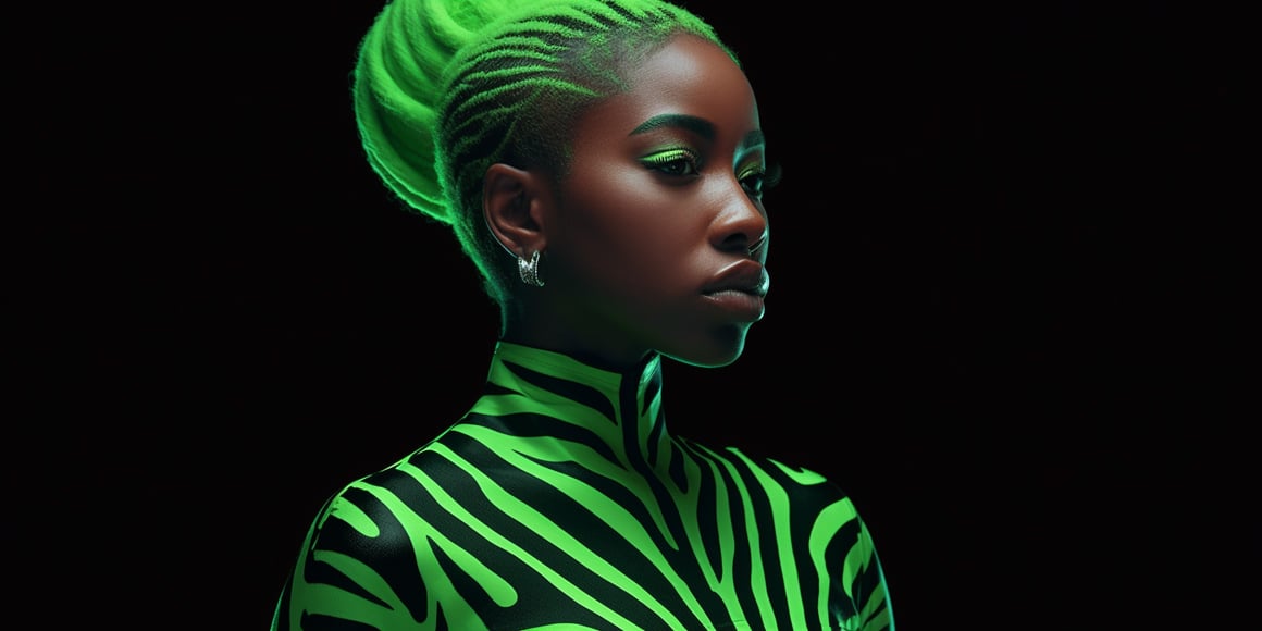 Neon Green Zebra Skin Render in 4K