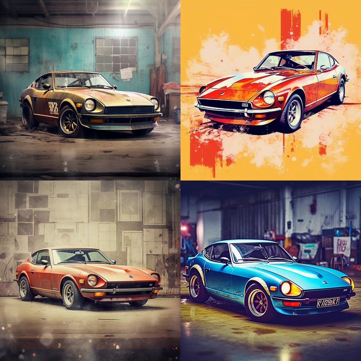 Retro 90s Nissan 280Z Mechanic Workshop Poster Design