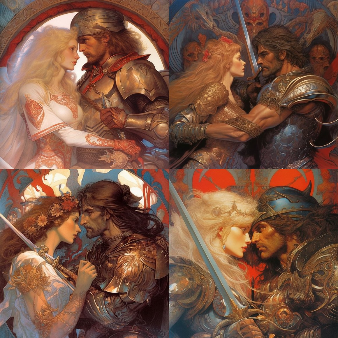 A Tale of Two Warriors Illustrated by Boris Vallejo and Alphonse Mucha