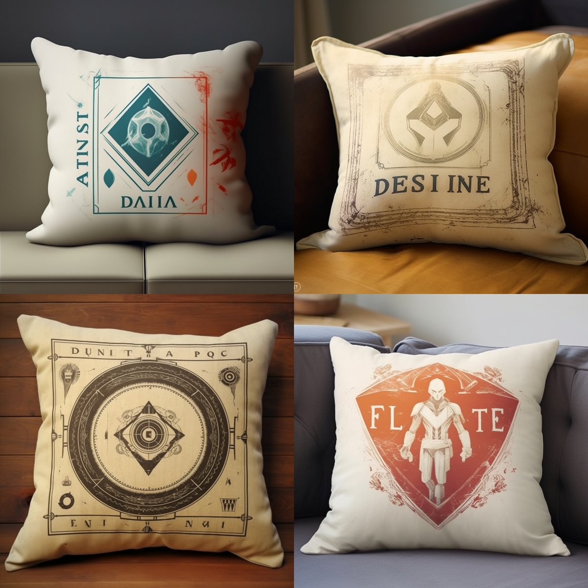 Destiny Game-Themed Mid-Journey Pillow with Ghost Quote