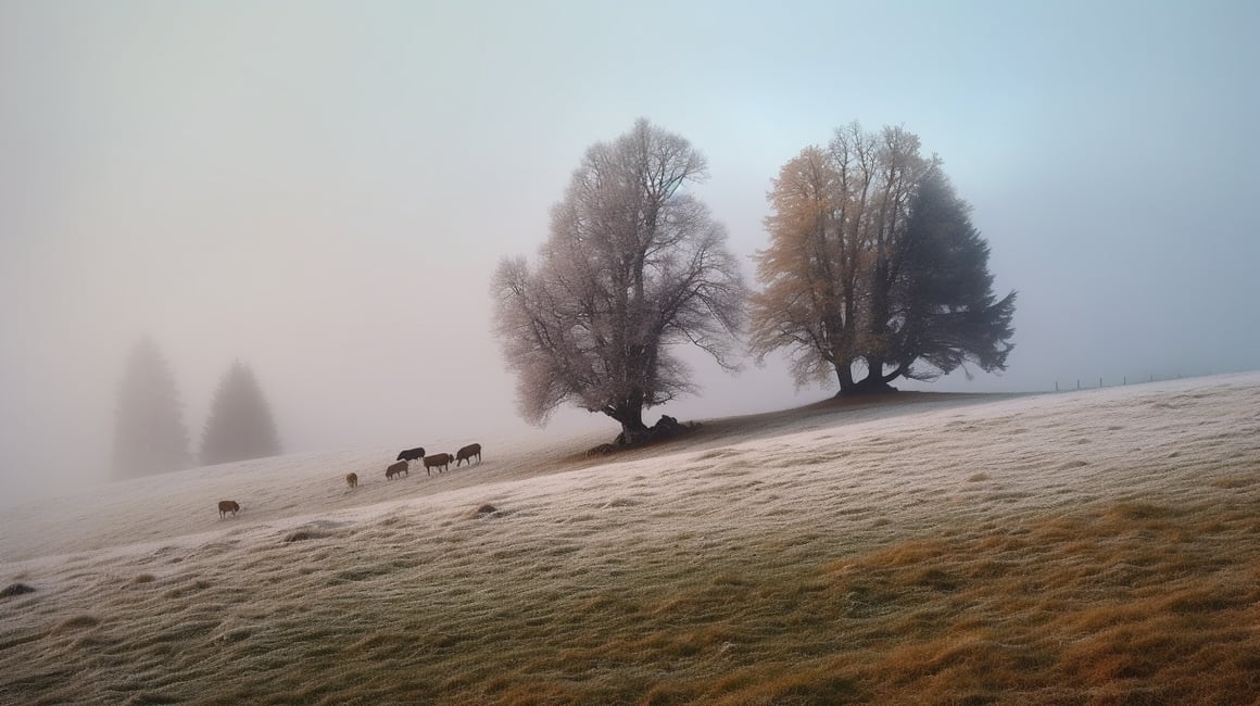Chilly Dawn: A Winter's Journey through the Countryside