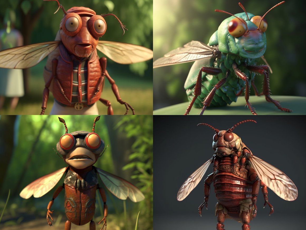 Cicada's Stylish Adventure in 3D Animation