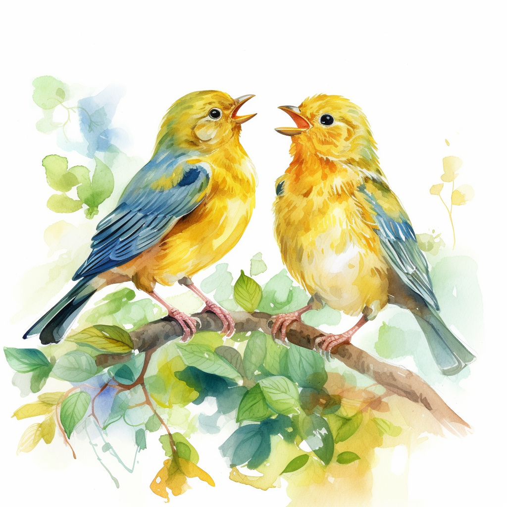 Chirpy Symphony: A Watercolor Journey Midpoint