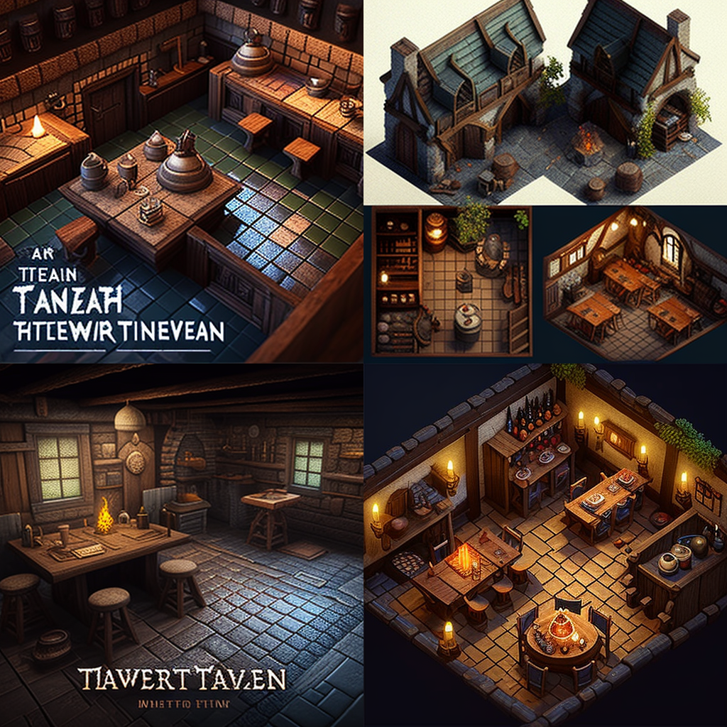Ultra-Detailed Medieval Fantasy Tavern Interior Tile Set Design Task