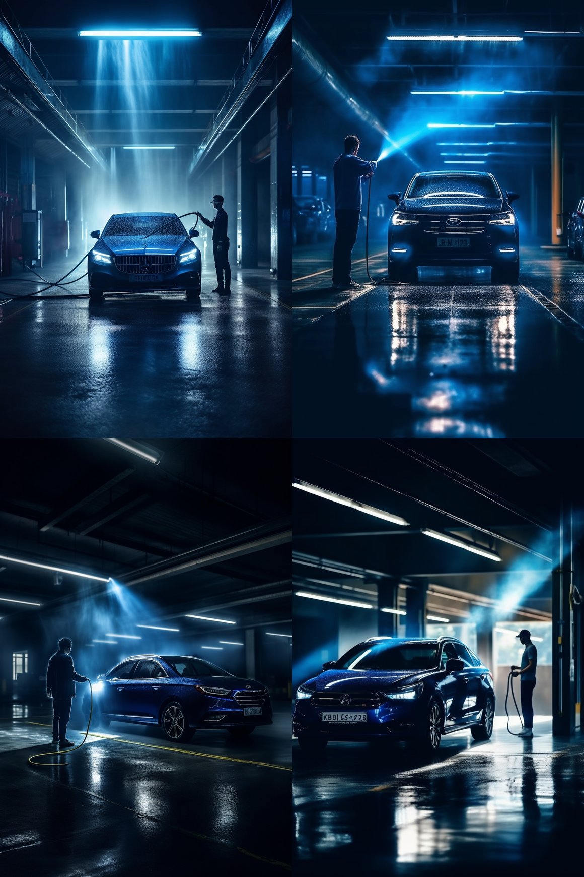 Midnight Blue Car Spray in Underground Parking