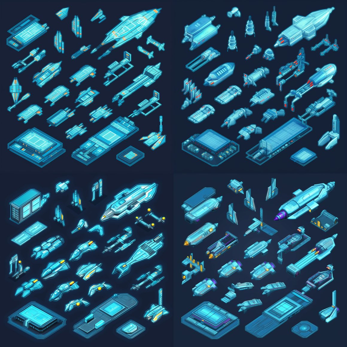 Customizing Your Neon Blue Isometric Spaceship Sprite Sheet