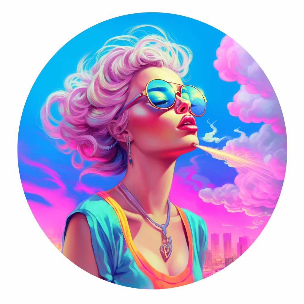 Neon Serenity: Portrait of a Blissful Skydweller