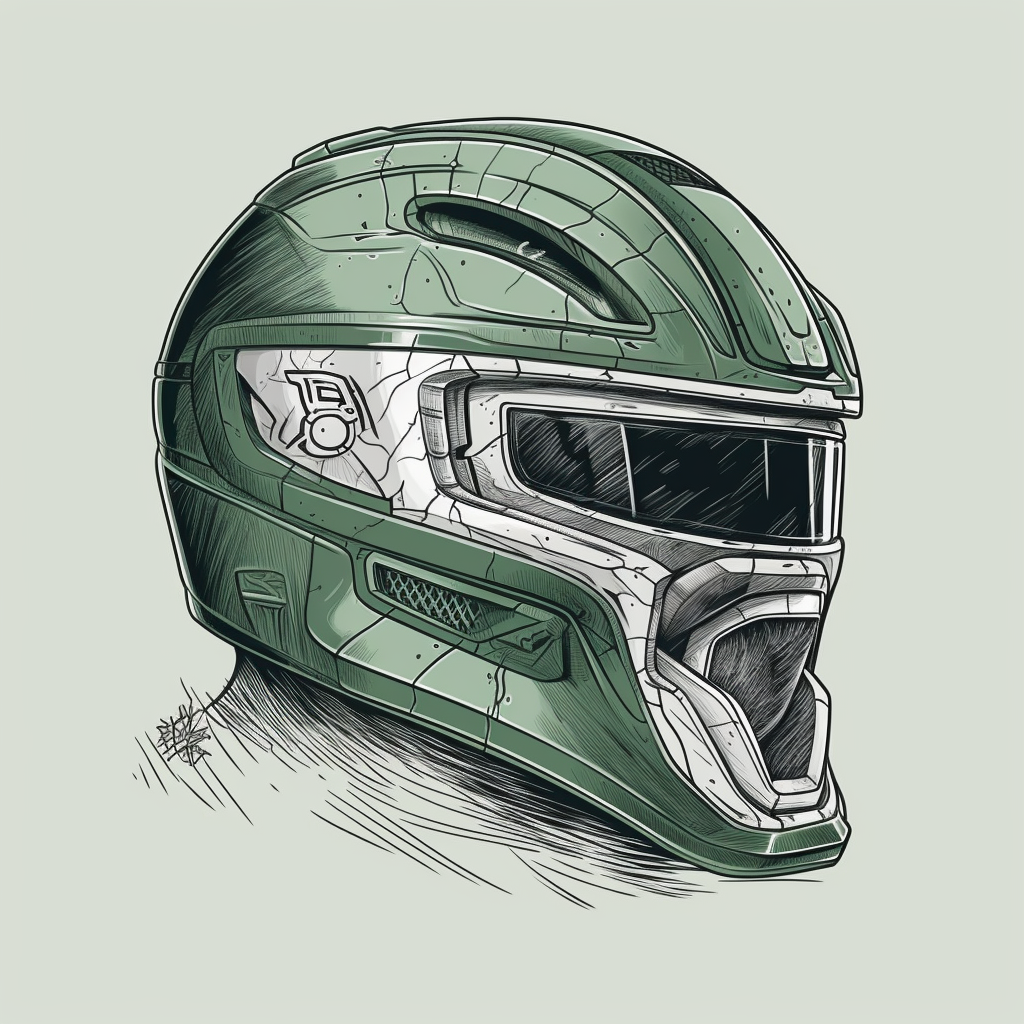 Detailed Line Art of the Green Mighty Morphin Power Ranger Helmet - Version 5