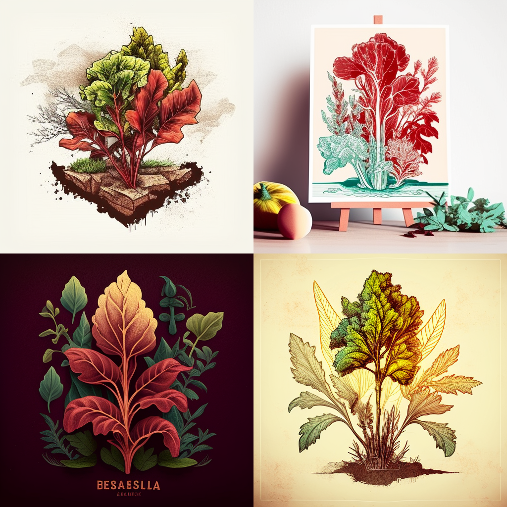 A Subdued Sketch of the Beefsteak Plant in a Vegetable Art Collection