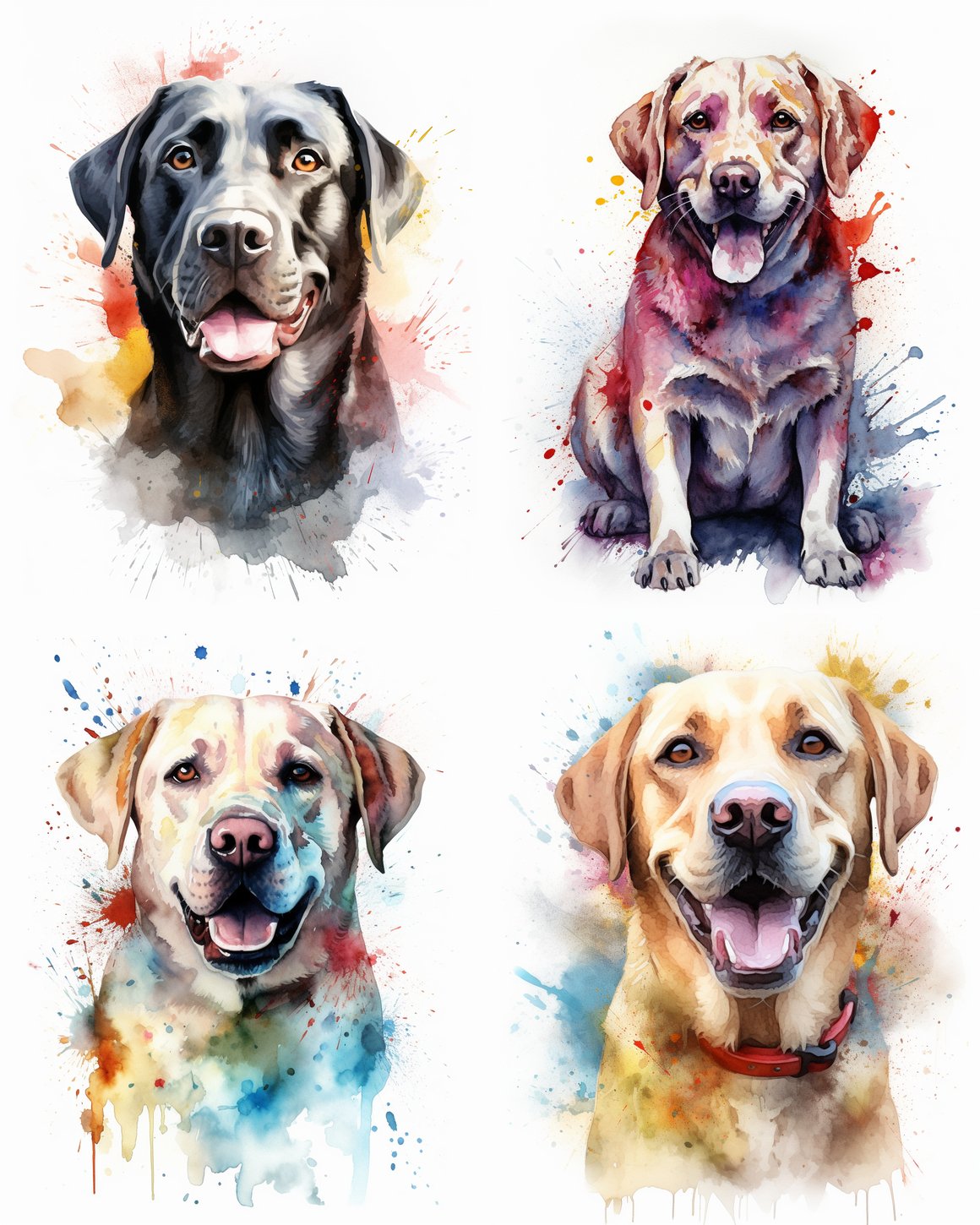 Happy Labrador Watercolor Portrait
