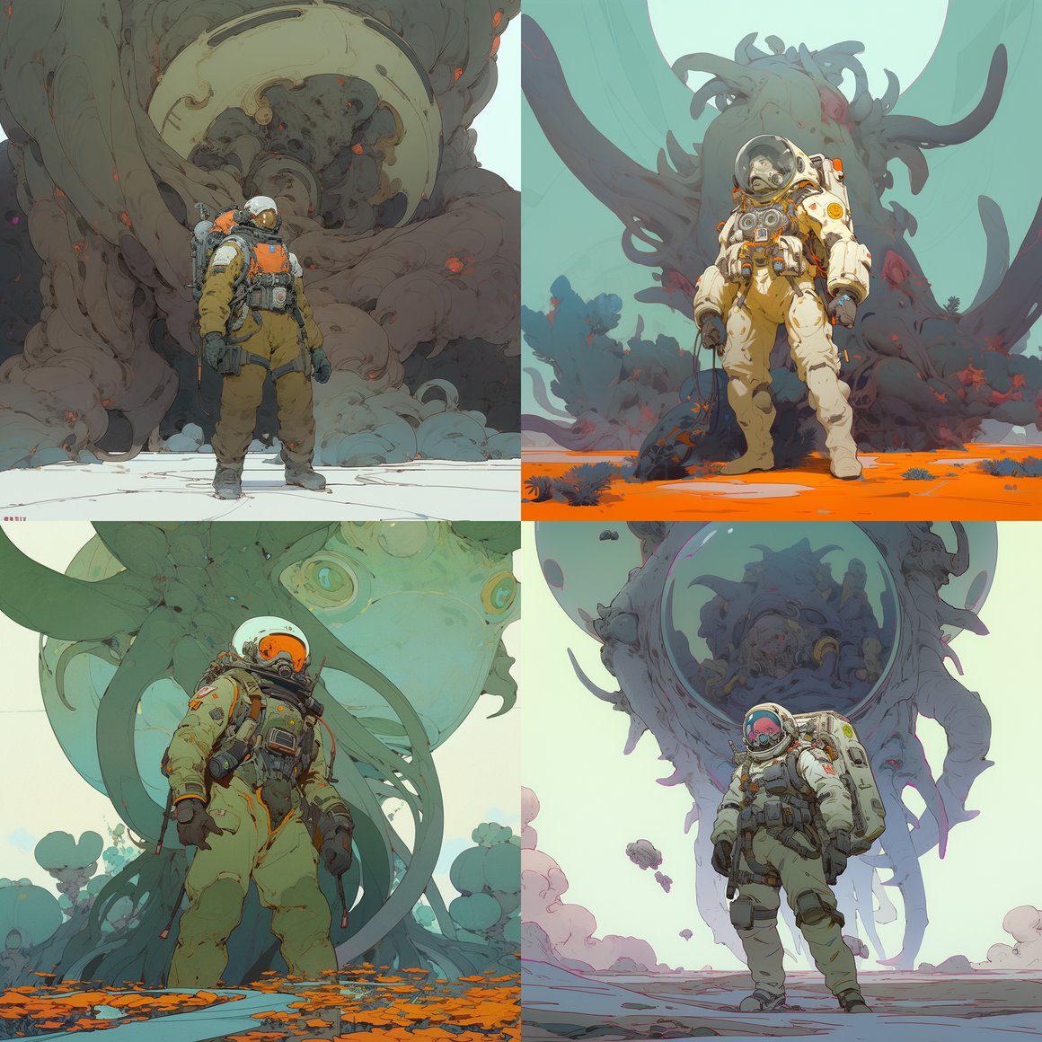 Astronaut's Encounter with Ascarididae on Alien Planet