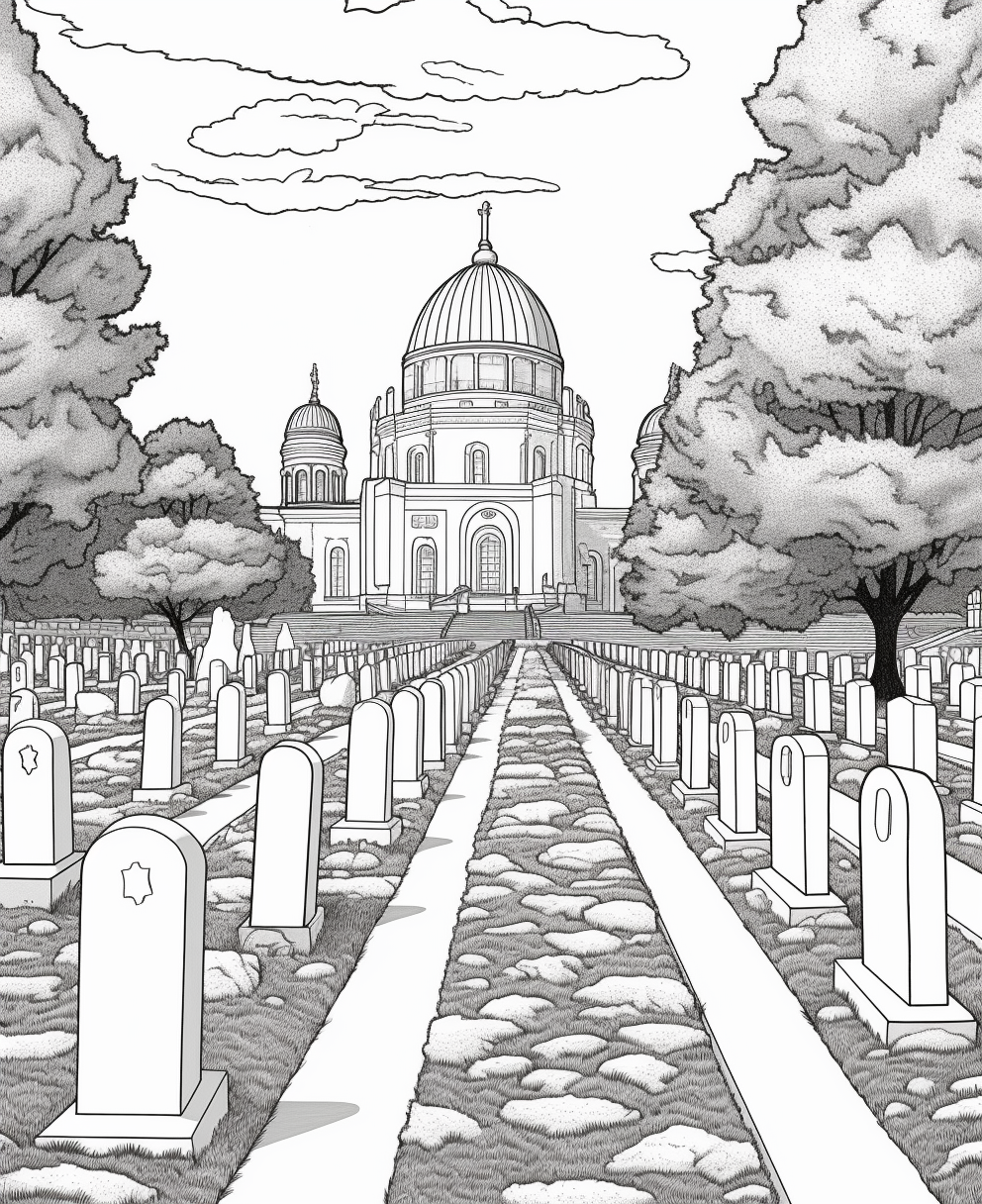 Arlington National Cemetery Coloring Page - Easy Skill Level