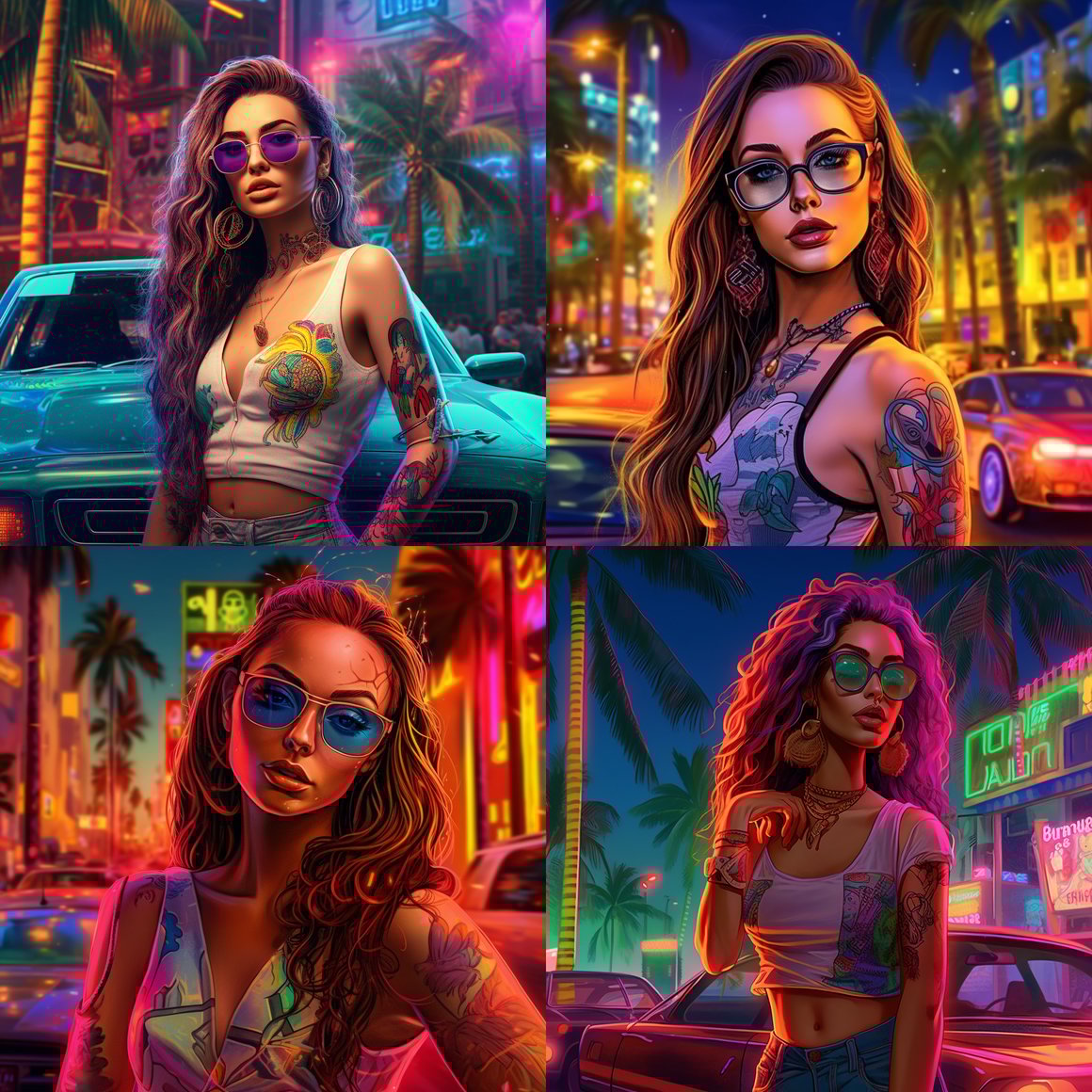 Neon Nights: Cyber Punk Miami Goddess Mid-Journey