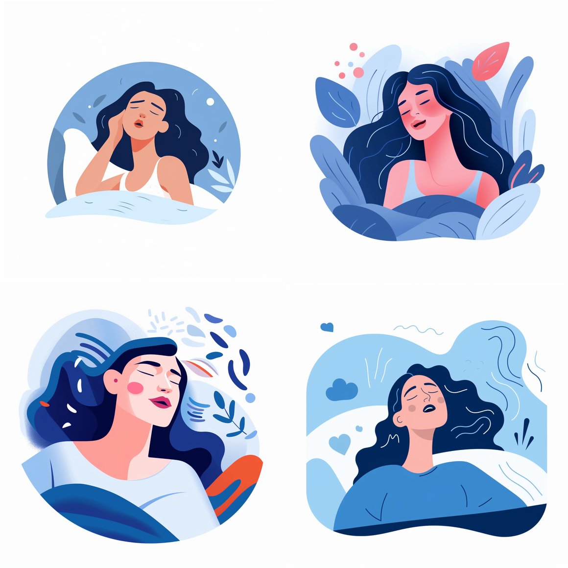 A Top-View Illustration of a Woman Grinding Teeth in Sleep