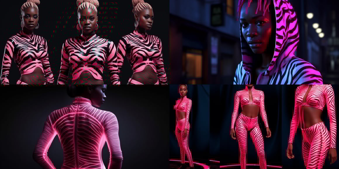 Neon Pink Zebra Skin Render