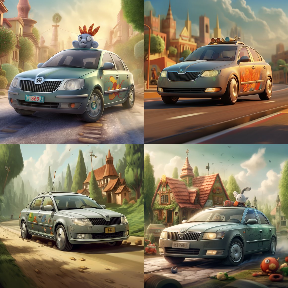 Mid-Travel Disney/Pixar Styled Skoda Octavia 2008 Sketch in 8K