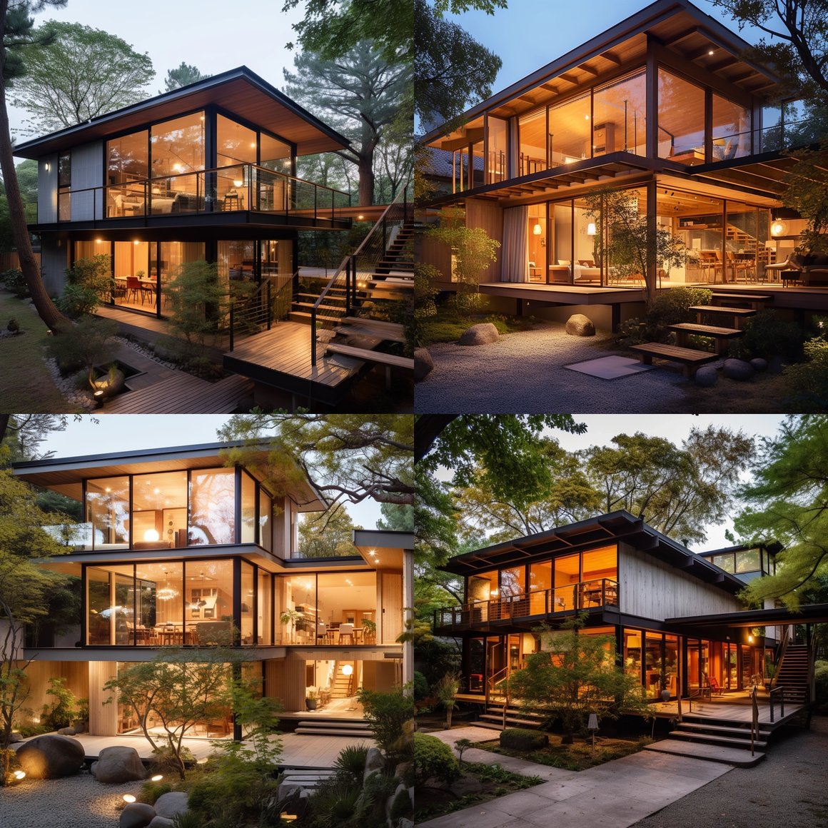 Midcentury Modern Oak Haven: A Fusion of East and West