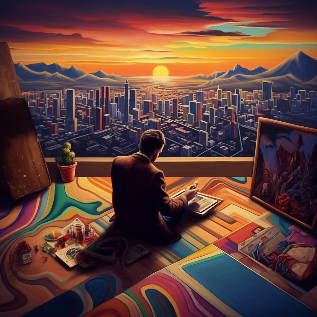 Retro Skyscape: A Pop Art Odyssey