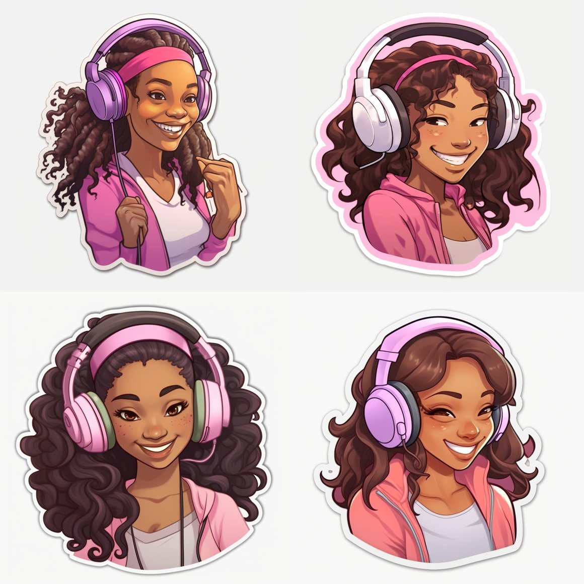 Harmony Beats: Anime Style African American Woman Sticker