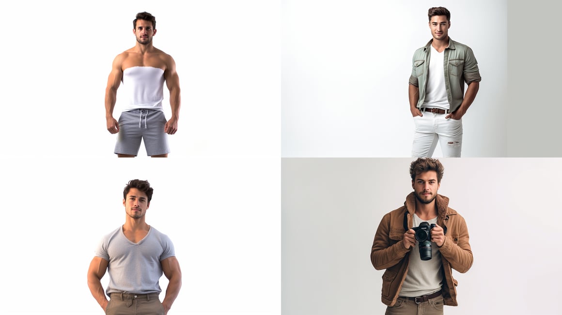 Hyper-Realistic Full Body Portrait of an Attractive Male Model with Transparent Background