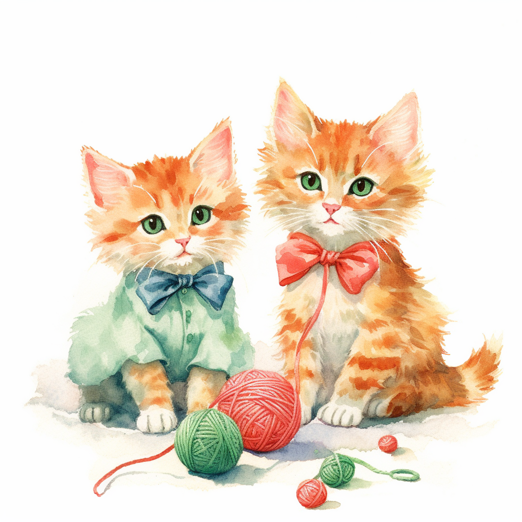 Retro Rebel Kittens: A Mid-Century Watercolor Frolic