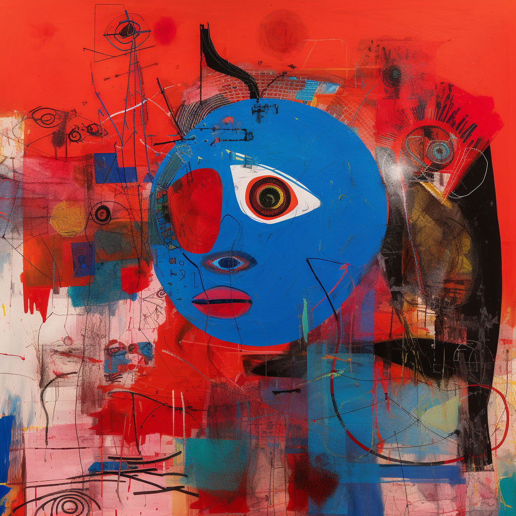 Artistic Fusion: Red Photos meets Blue Paintings