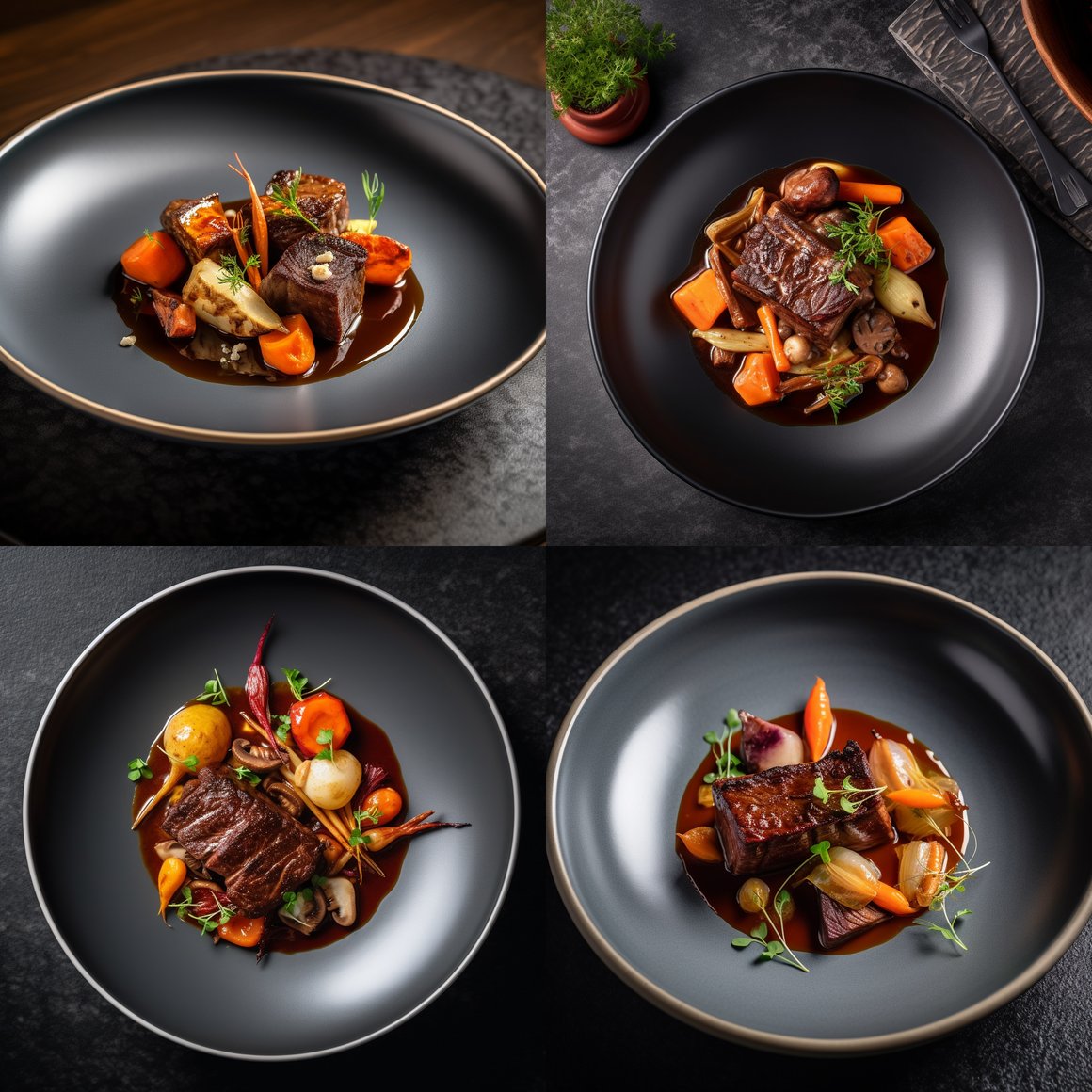 Gourmet Michelin-Star Beef Sirloin Steak Stew Presentation