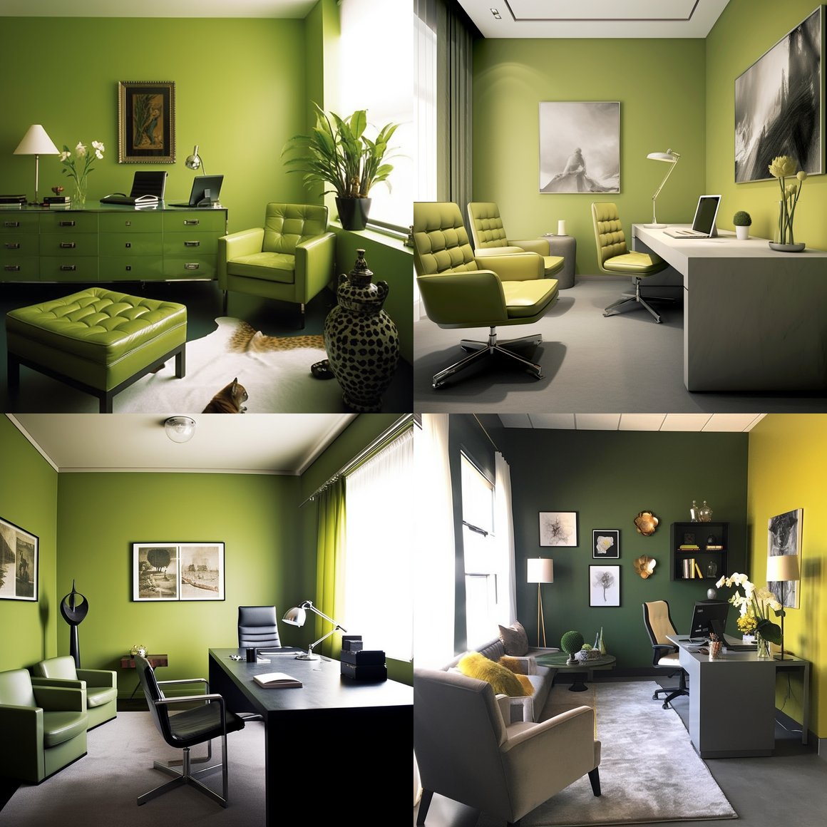 Subtle Green Office Tranquility Scene