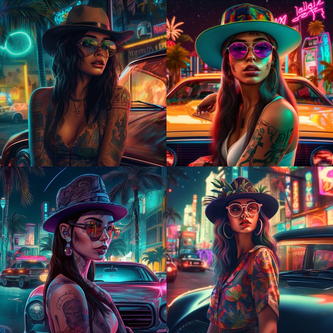 Neon Nights: Cyberpunk Goddess in Futuristic Miami