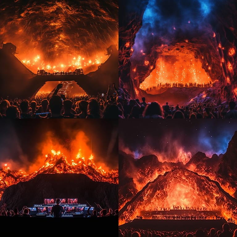 A Fiery Rave with DJ David Guetta at Volcano Athena - Mid-Journey ...