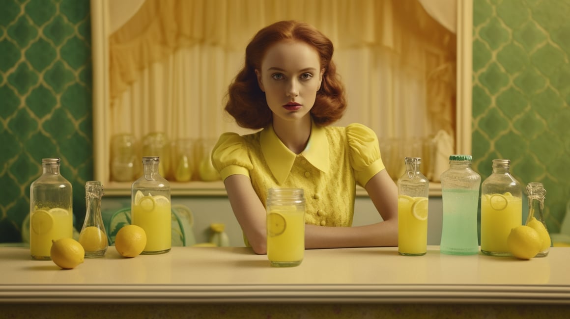 Summer Bliss: Artistic Lemonade Ad Mid-Journey Prompt