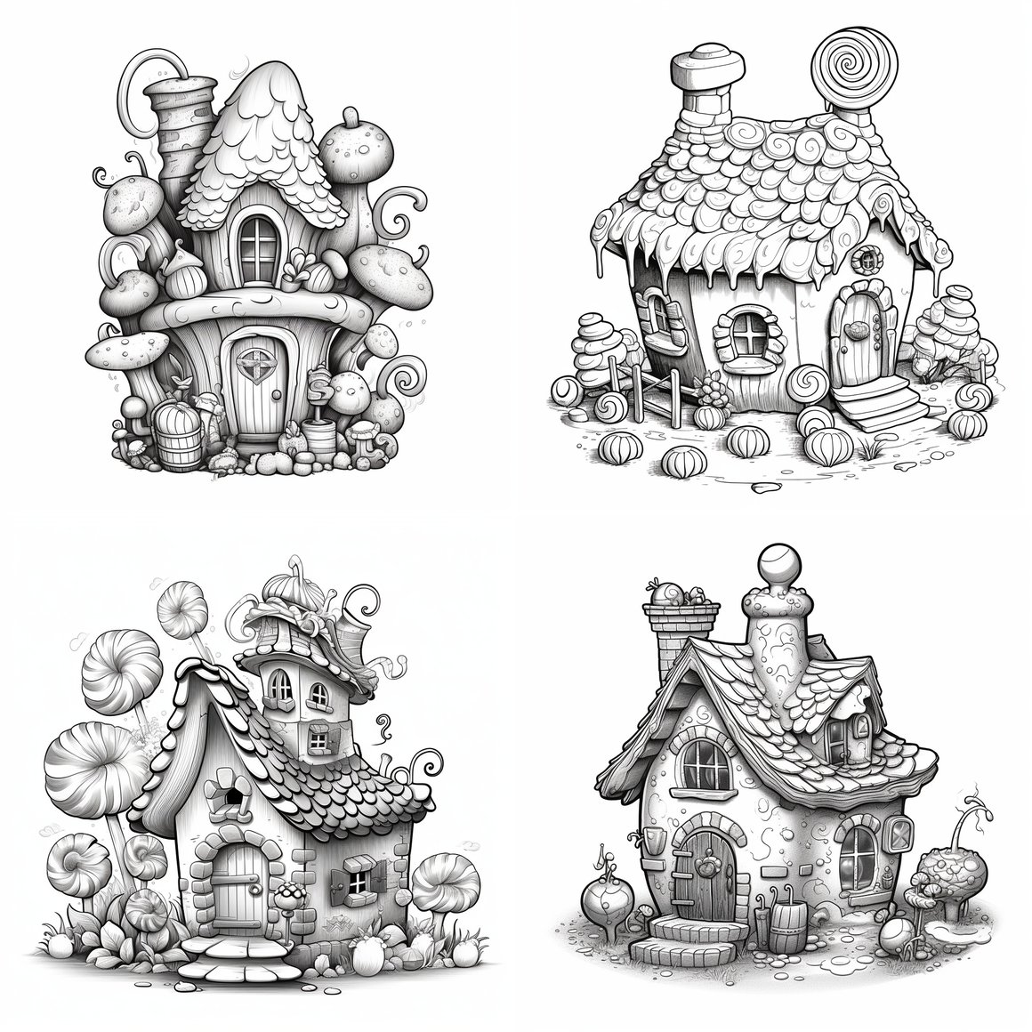 Sugarland Fairy House Coloring Page - Mid Journey