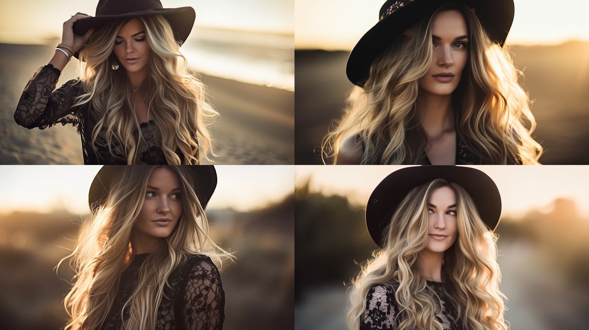 Cinematic Portrait: Blonde Beauty in Beach Hat