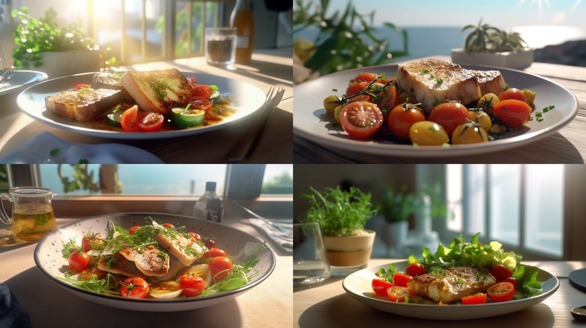 Sunny Mediterranean Lunch - 4K Realistic Cod Dish