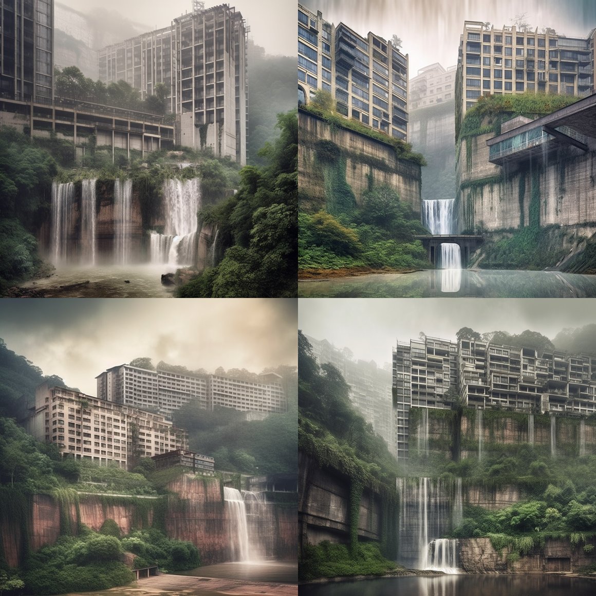 A Surrealistic View of Chongqing's Architectural Waterfalls