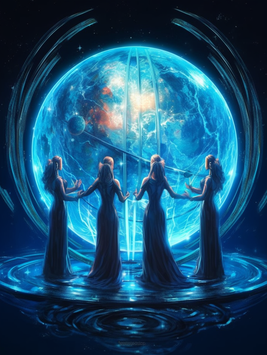 Neon Blue Planet Ritual in Vivid Darkness
