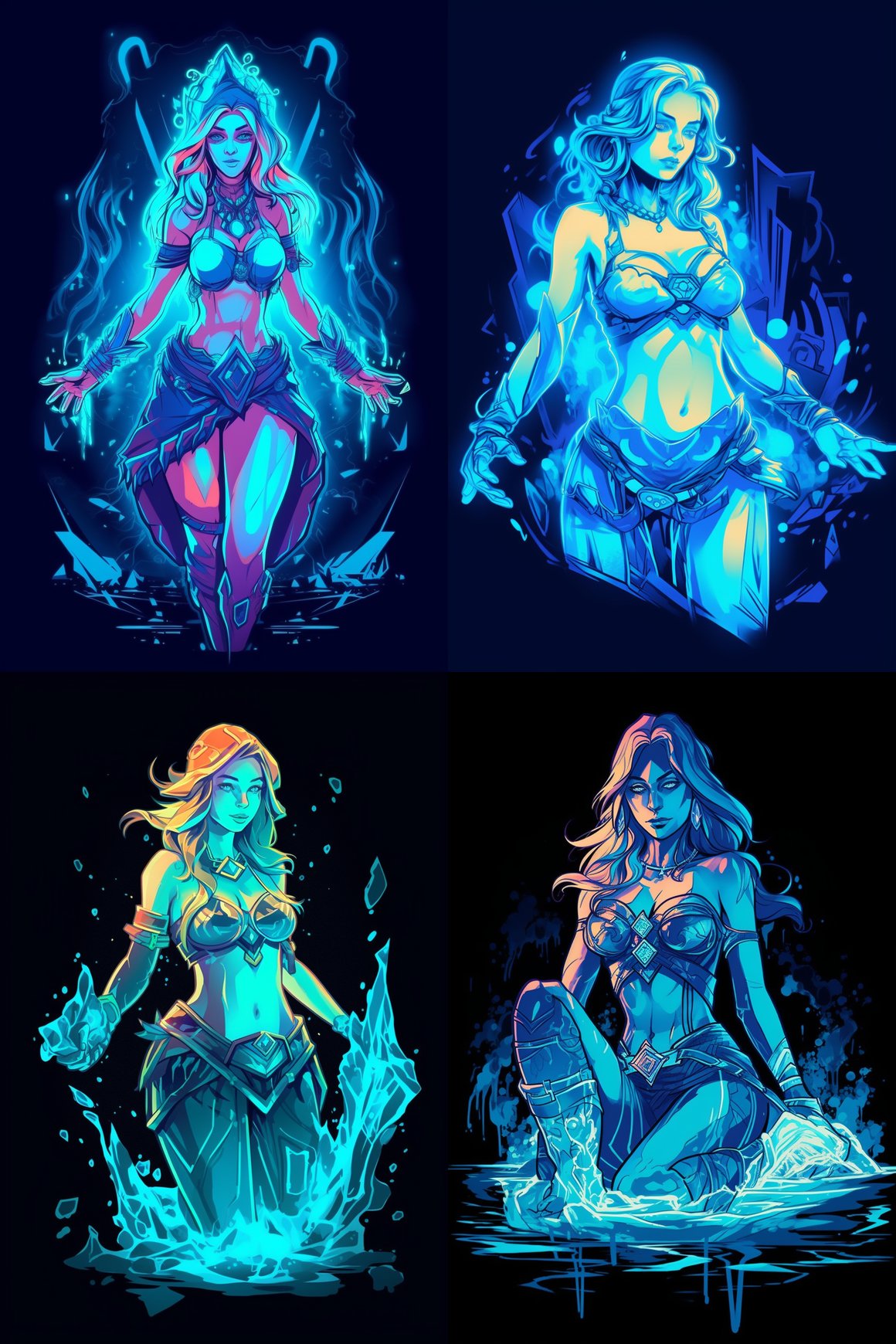 Neon Crystal Maiden: Dota 2 Graphic Tee Design Mid-Journey