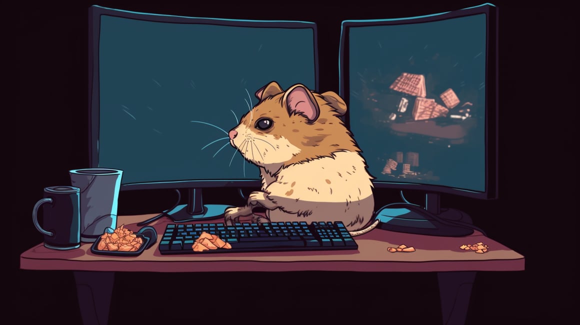Hamster Gamer in Action: A Mid-Journey Drawing Prompt