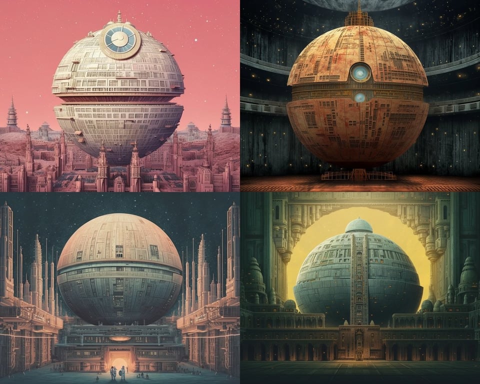 The Death Star Reimagined in Wes Anderson's Vintage Style Prompt ...