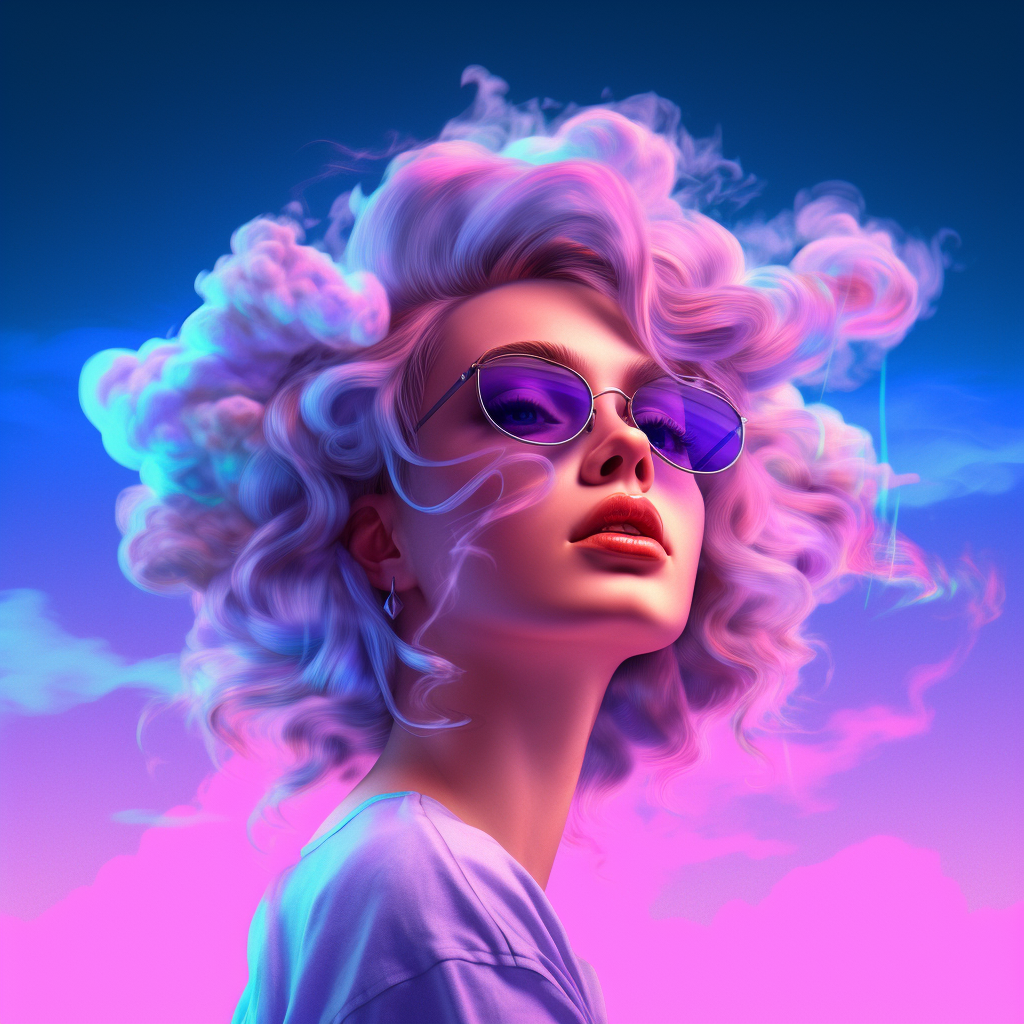 Neon Serenity: Portrait of a Blissful Skydweller