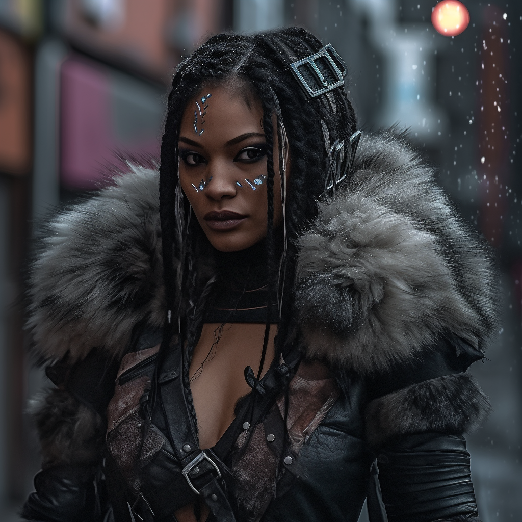 A Hyper-Realistic Journey Through Urban Cyberpunk Neo-Native American Chic