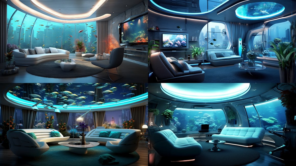 Mid-Travel Futuristic Aquarium Suite Detailing