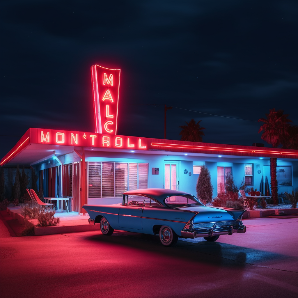 Midnight Astronaut at the Retro Neon Motel