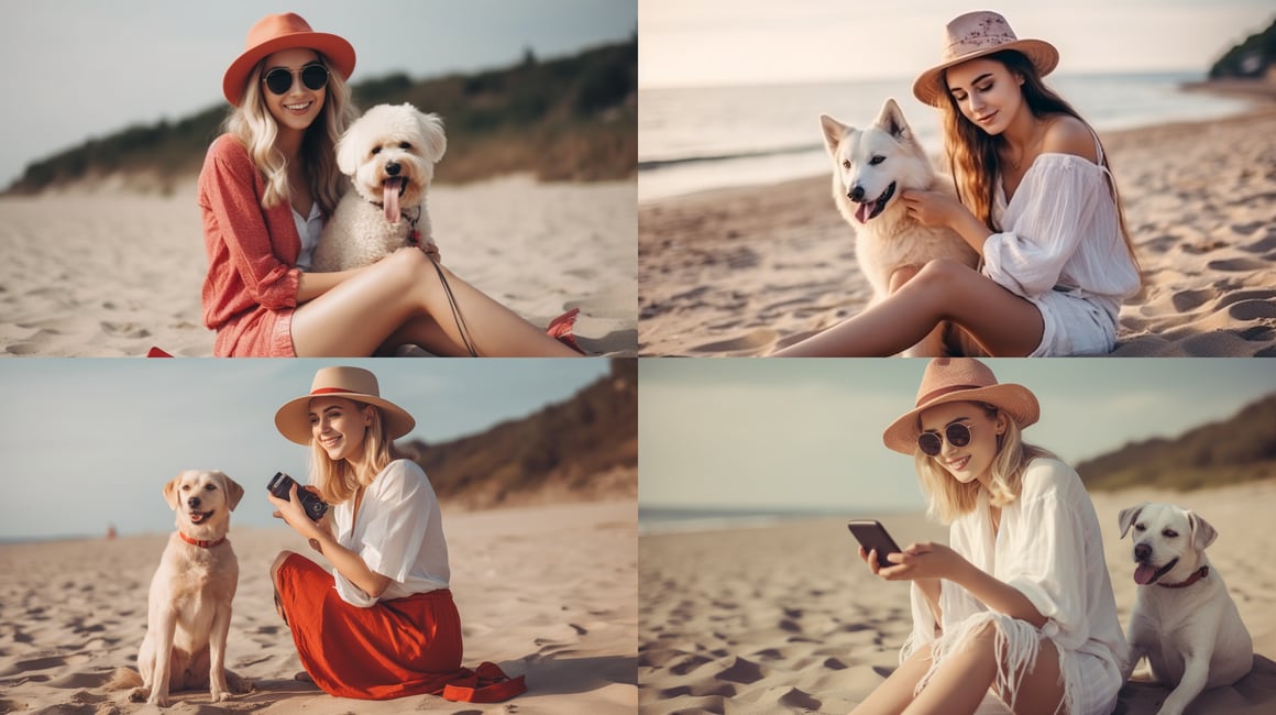 Summer Bliss: Woman with Dog at the Beach