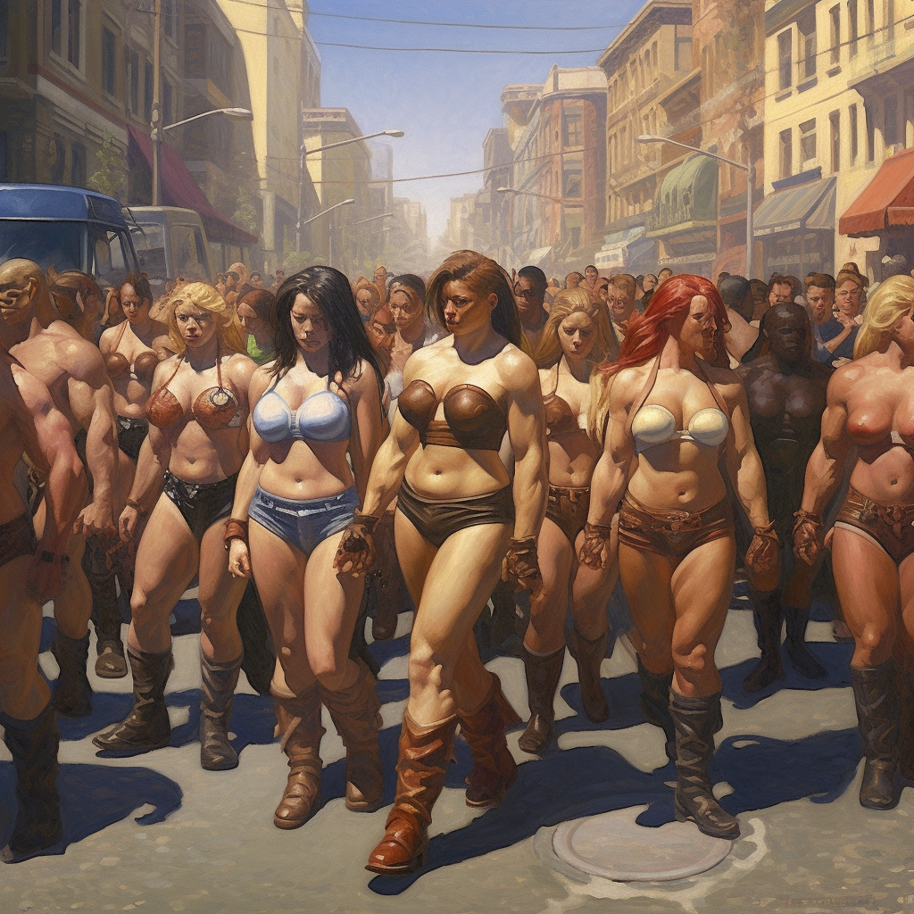 Midday Wrestling Match on a Bustling Street Spectacle